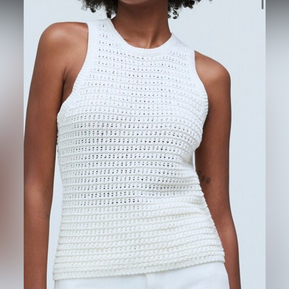 Madewell White Crocheted Tank Top